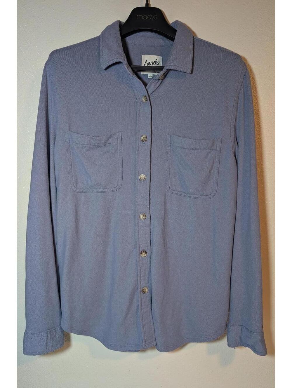 Angels Forever Young Women's Lightweight Button Front Long Sleeve Shirt Size L